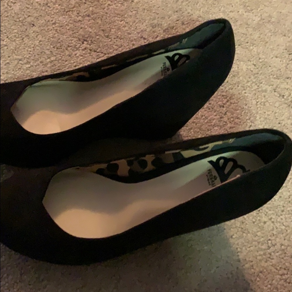 black suede wedges